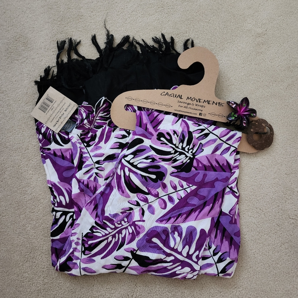 Casual Movements Pool Cover Sarong Wrap purple white